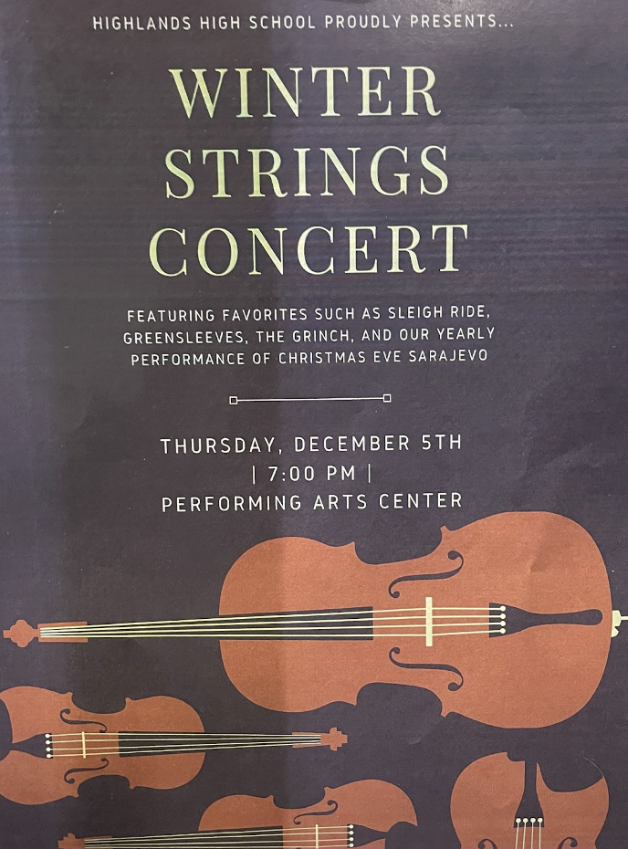 A poster giving information about the strings concert. (Photo from Mia Shrout)
